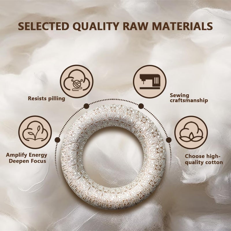 UPCEED Singing Bowl Cushion for Tibetan Singing Bowls, Handmade Silk Brocade Round Cushion Pillow for Sound Healing and Crystal Sound Bowls Accessories(Silver,6.7 Inch) - Image 5